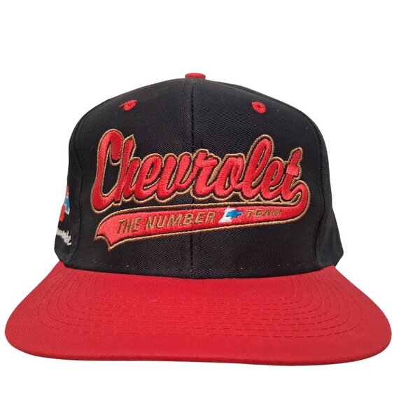 Autographyx Other - Vintage 1990s Chevrolet Cap Hat Black Red Auto Racing Script Embroidered #1 Team